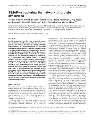 SIMAPâstructuring the network of protein similarities