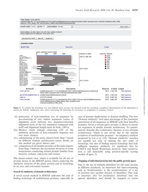 SIMAPâstructuring the network of protein similarities