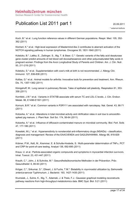 Publication List 2011 part 1 - Helmholtz Zentrum MÃ¼nchen