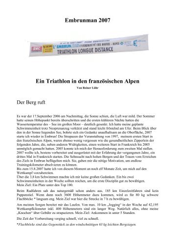 Embrunman 2007 Ein Triathlon in den ... - Sportwelt Verlag