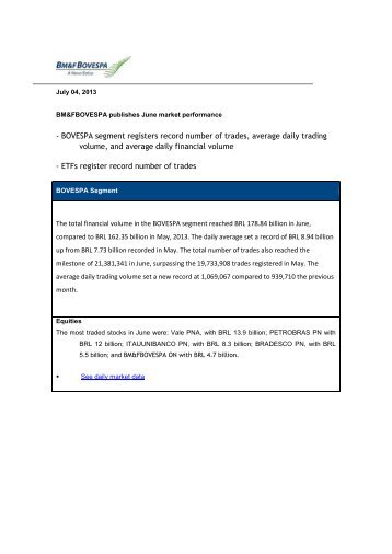 - BOVESPA segment registers record number of ... - BM&FBovespa