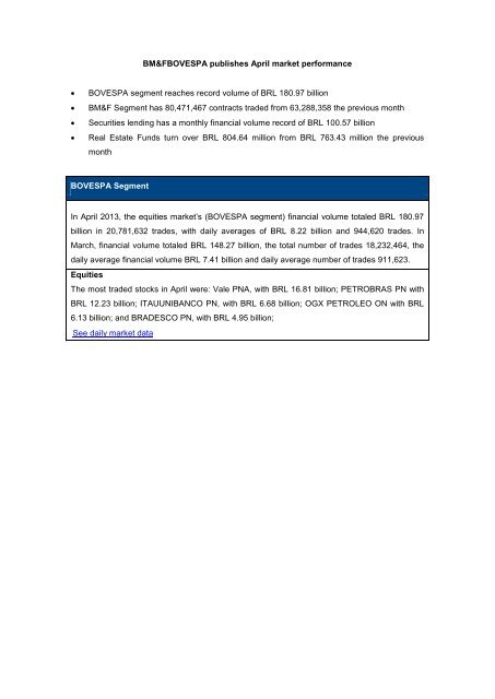 Complete market performance PDF - BM&FBovespa