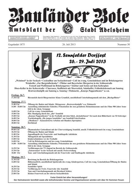 26. Juli 2013 Gegründet 1875 Nummer 30 Freitag, 26.7 ... - Adelsheim