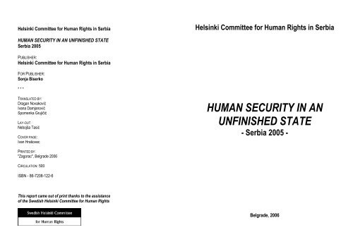 human security in an uufinished state - Helsinki Committee for ...