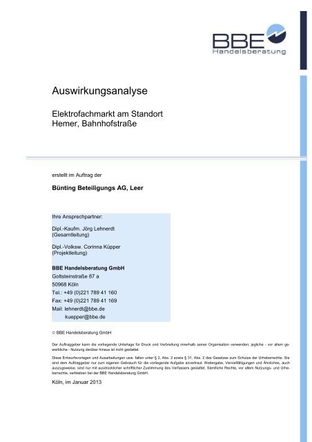 Projektbezogene Auswirkungsanalyse - Hemer