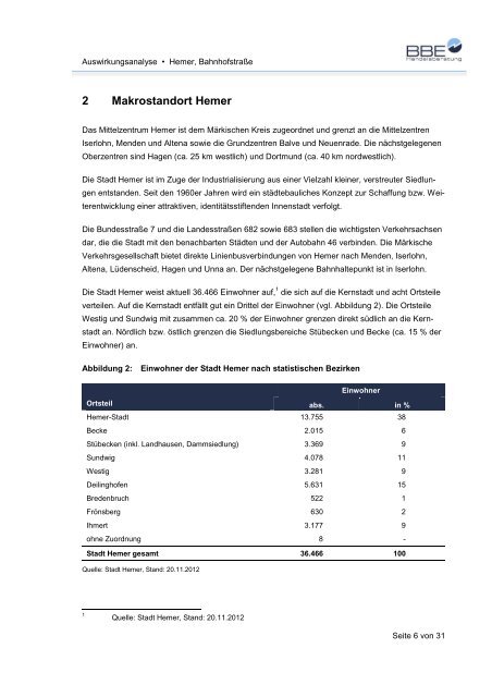 Projektbezogene Auswirkungsanalyse - Hemer