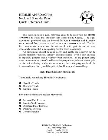 HEMME APPROACH to Neck and Shoulder Pain Quick Reference ...