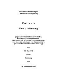 Polizeiverordnung - Gemeinde Hemmingen