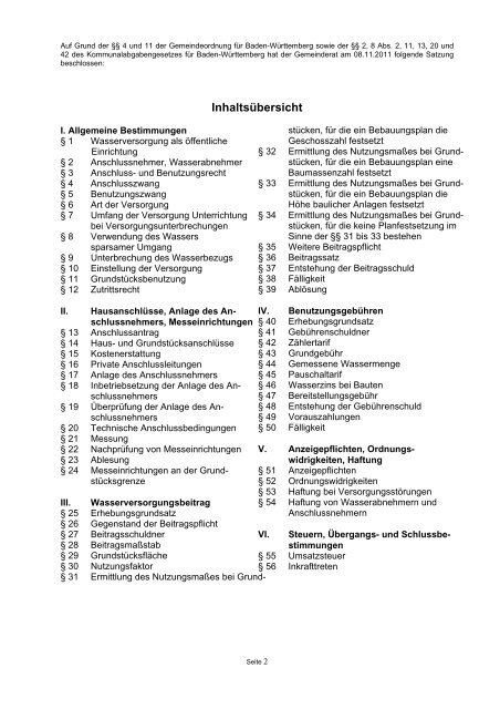 Wasserversorgungssatzung - Gemeinde Hemmingen