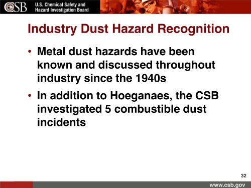 CSB presentation - Industrial Fire Journal