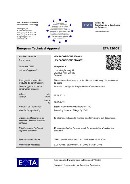 European Technical Approval Technical Approval ETA 12 ... - Hempel