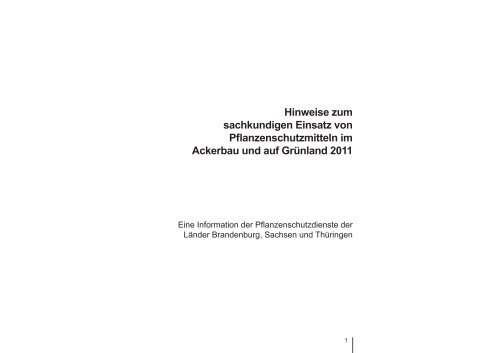 Hinweise zum sachkundigen Einsatz von Pflanzenschutzmitteln im ...