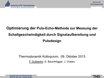 Lehrstuhl für Thermodynamik und Energietechnik - Universität ...