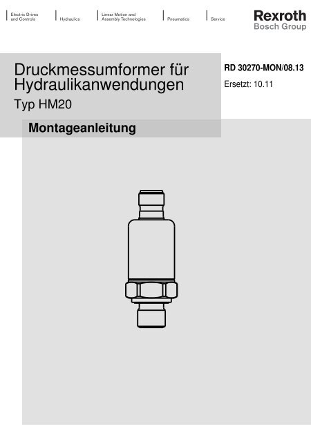 Druckmessumformer für Hydraulikanwendungen - Bosch-Rexroth