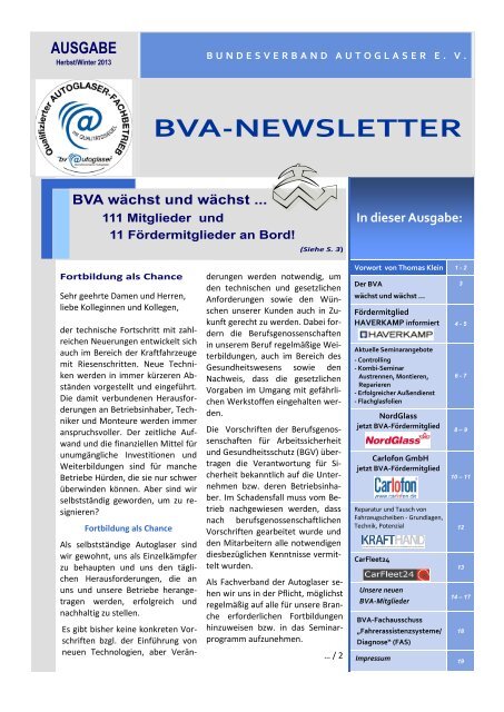 Herbst/Winter 2013 - Bundesverband Autoglaser eV