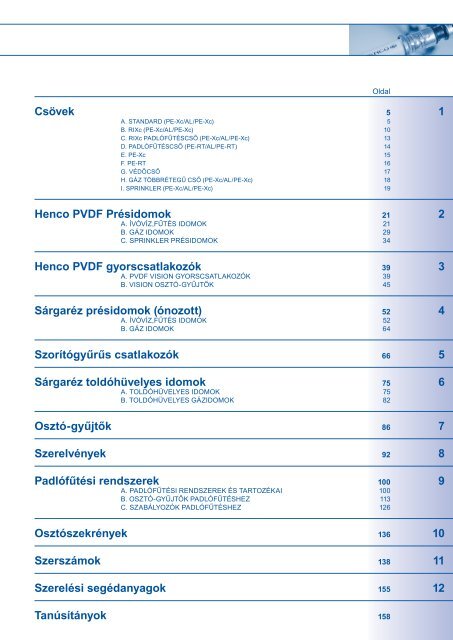 HEnco terméklista 2012/2