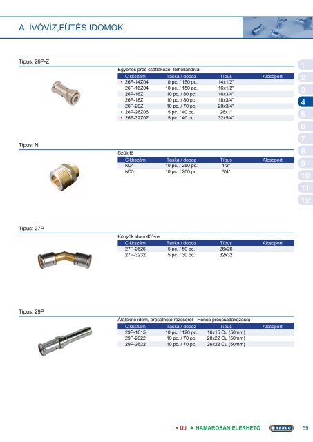 HEnco terméklista 2012/2