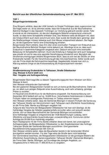 Bericht vom 07 05 2013 - Epfendorf