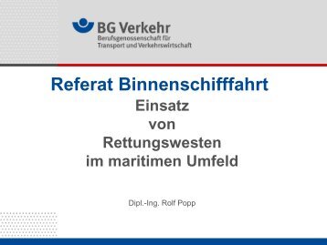 Einsatz von Rettungswesten im maritimen Umfeld