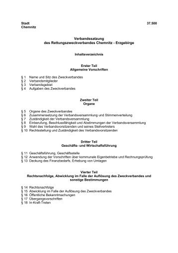 Verbandssatzung des Rettungszweckverbandes Chemnitz-Erzgebirge