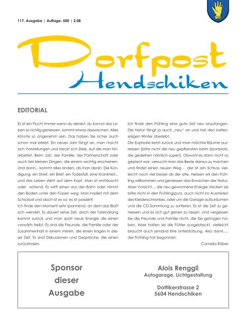 dorfpost/ausgabe_2008-02.pdf - Gemeinde Hendschiken