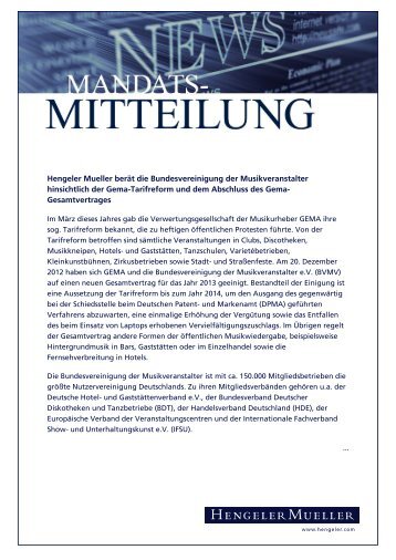 Hengeler Mueller berät die Bundesvereinigung der ...