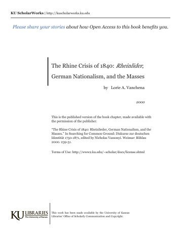 The Rhine Crisis of 1840: Rheinlider, German ... - KU ScholarWorks