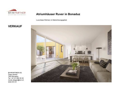 Verkaufsbroschüre Ruver Bonaduz - Willi Haustechnik AG
