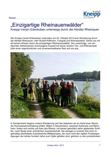 „Einzigartige Rheinauenwälder“ - Kneipp-Bund