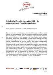 Presseinformation Fritz-Henkel-Preis fÃ¼r Innovation 2009 â die ...