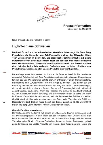 Presseinformation High-Tech aus Schweden - Henkel