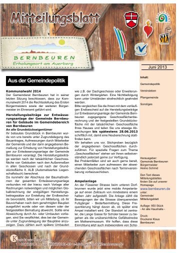 Mitteilungsblatt Juni 2013 - Bernbeuren