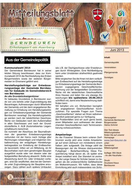 Mitteilungsblatt Juni 2013 - Bernbeuren