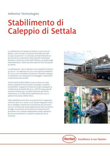 Scarica la scheda sullo stabilimento di Caleppio di Settala - Henkel