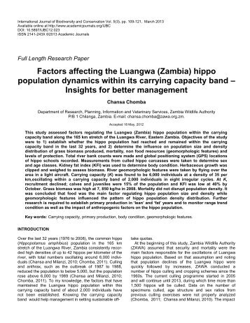 common hippopotamus population within the carrying capacity band