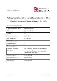 Pathogens and toxins that are notifiable to the Home ... - Bris.ac.uk