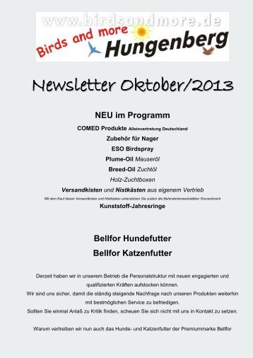 NEU Newsletter - Birds and more