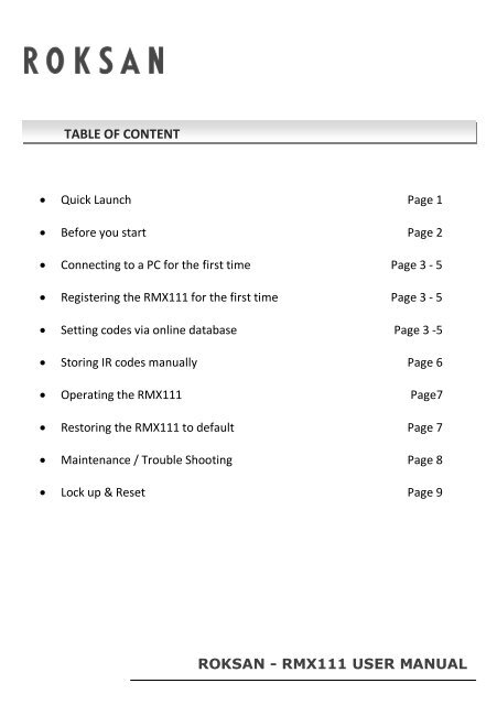 RMX111 User Manual - Henley Designs Ltd.