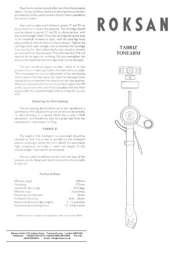 Tabriz User Manual - Henley Designs Ltd.