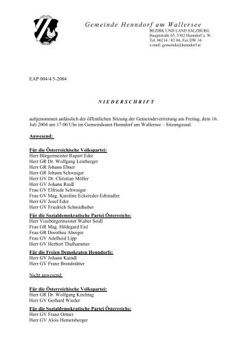 5. Sitzung am 16.7.2004 - .PDF - Henndorf am Wallersee