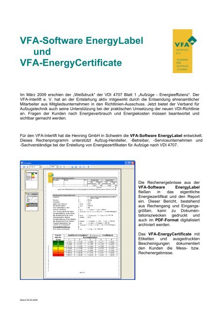 VFA-Software EnergyLabel und VFA ... - Henning GmbH