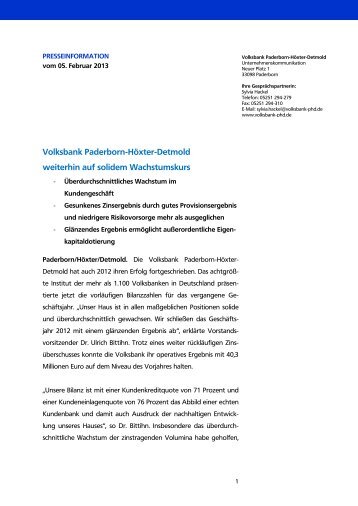 Volksbank Paderborn-Höxter-Detmold weiterhin auf ... - GAD eG