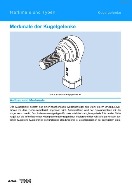 Merkmale der Kugelgelenke - Hennlich