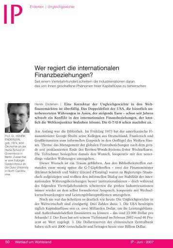 Wer regiert die internationalen Finanzbeziehungen?