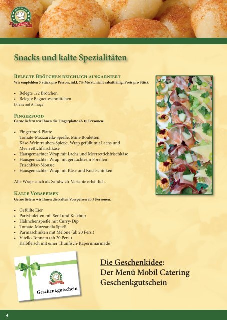 Cateringkatalog - Menü Mobil