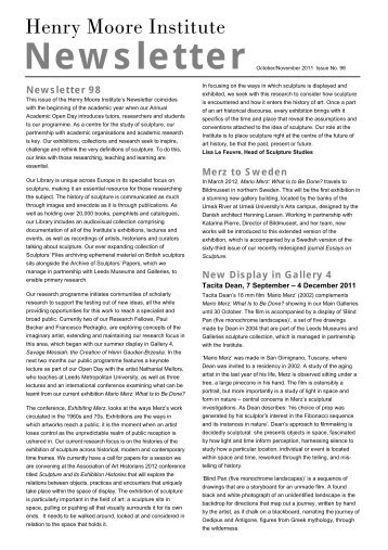 Henry Moore Institute Newsletter 98 October/November 2011