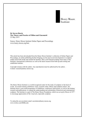 Henry Moore Institute: Events Announcement - The Henry Moore ...
