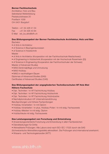 Studienführer (PDF) - AHB - Berner Fachhochschule
