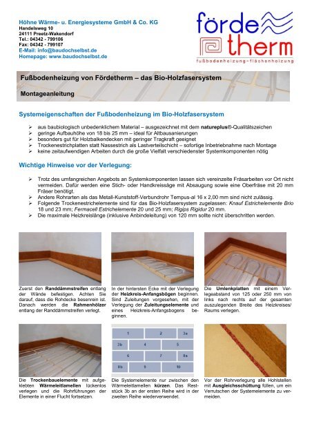 Fußbodenheizung von Fördetherm – das Bio-Holzfasersystem