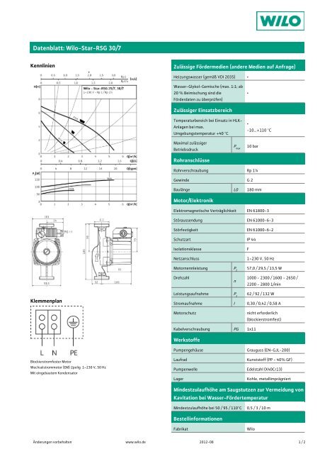 Datenblatt: Wilo-Star-RSG 30/7